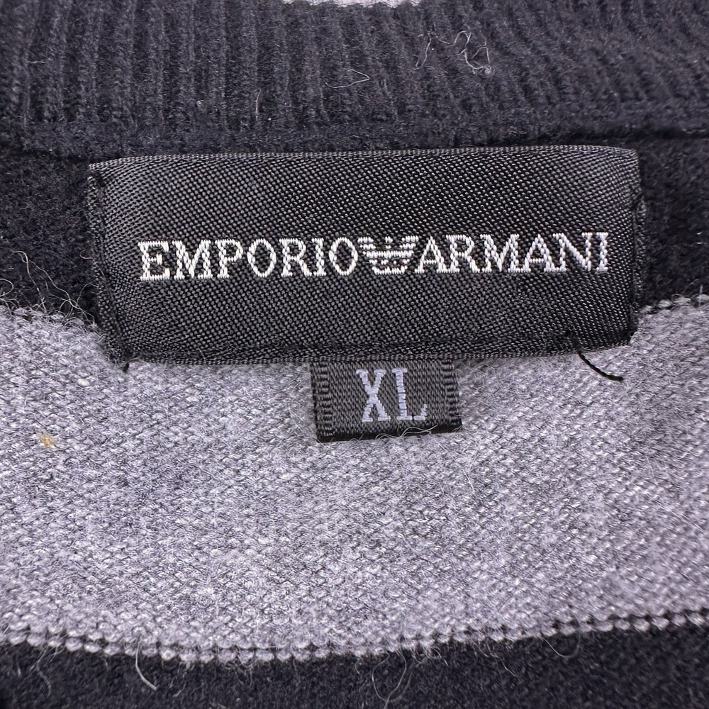 Emporio Armani Wool Angora Women's Sweater XL Black Gray Striped Cozy - Picture 5 of 9